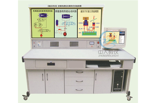 液压传动多媒体仿真设计综合实验装置,液压示教实验台